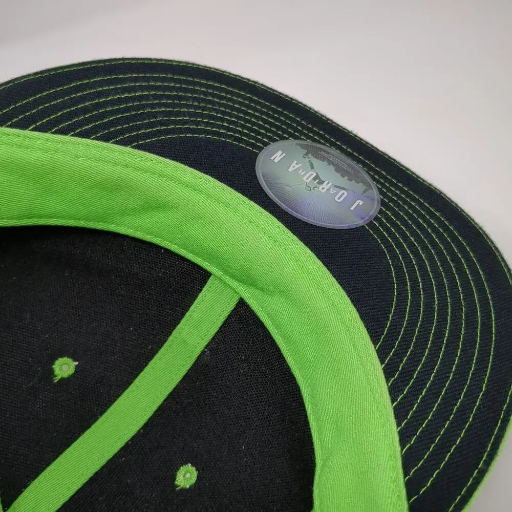 Jordan Baseball Cap Black Green 7 1/8 Fitted Jumpman Logo Contrast Stitch Hat